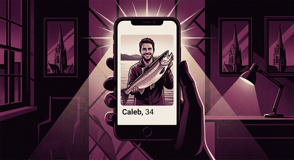 dating profile of man holding a fish