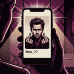 a dating profile of a man flipping the middle finger